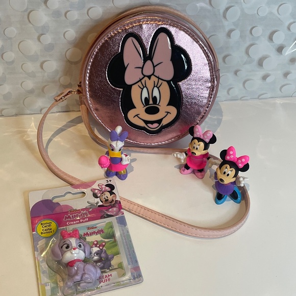 👀2 for $20- Disney H&M girls pink 🐭 Minnie Mouse crossbody bag - Picture 1 of 11